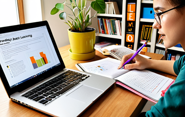 **
A person studying at a desk, surrounded by books and online courses on a laptop. The scene emphasizes focused learning and skill development, with elements like a notebook, pens, and a motivational poster in the background. The overall mood is bright and optimistic, showcasing the concept of modular learning.
**