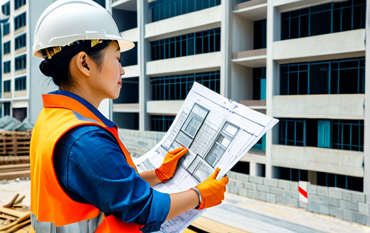 ** "A professional Vietnamese architect, fully clothed in modest, stylish office attire, reviewing blueprints at a bright, modern construction site in Ho Chi Minh City. Appropriate content, safe for work, perfect anatomy, correct proportions, natural pose, professional photography, high quality." **