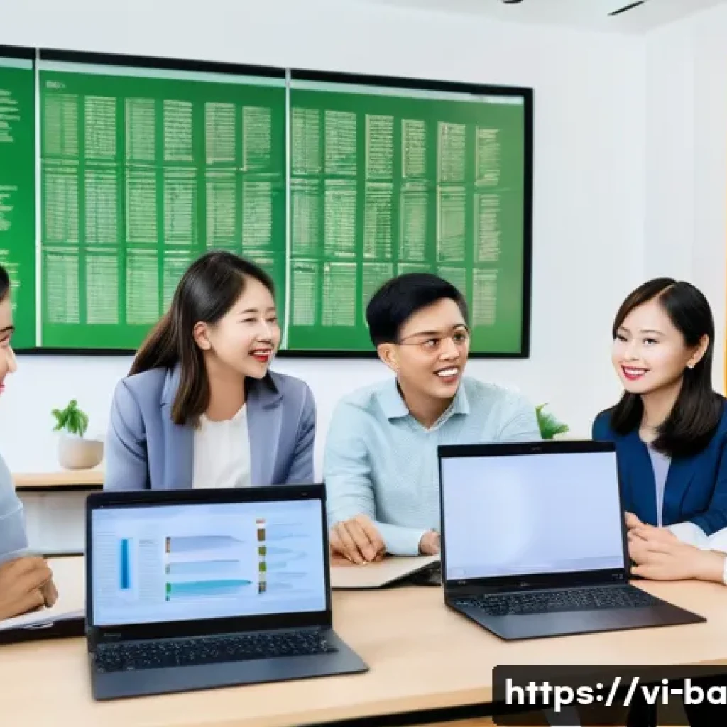 모듈식 역량 개발의 장점과 단점 - A modern Vietnamese office training room scene showing a diverse group of adult professionals engage...